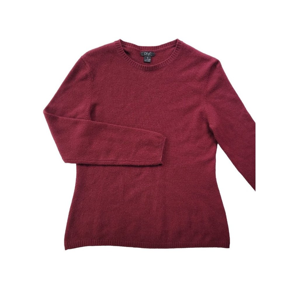 Prive Women's S Maroon Knit Pullover Sweater 100% Cashmere Luxury Crew Neck